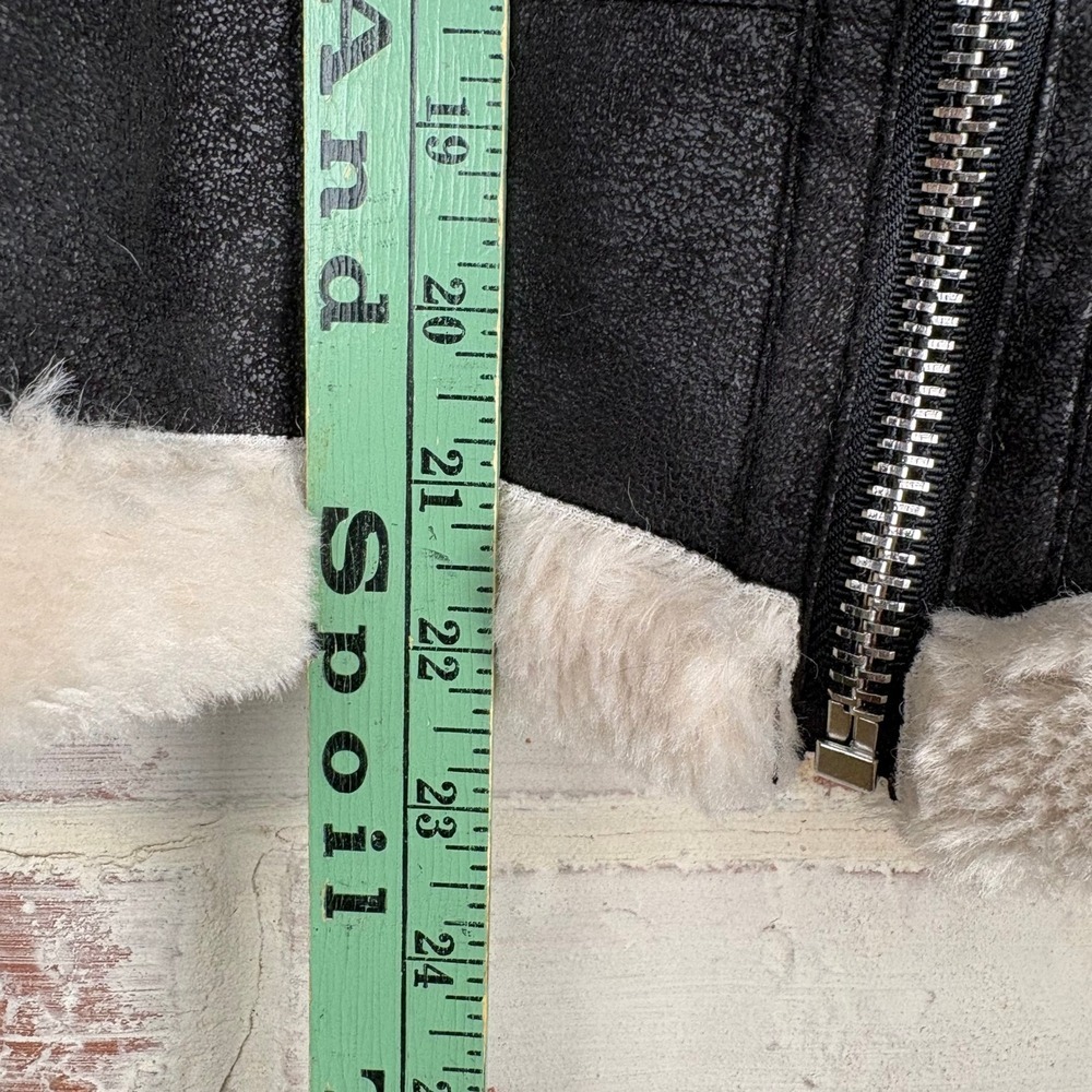 Jason Wu Faux Leather Shearling Moto Jacket Cropped Faux Fur Collar Size S - Picture 8 of 12